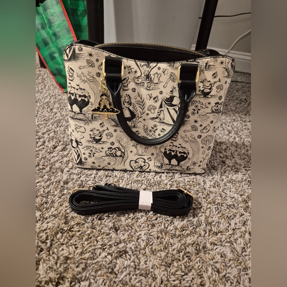 Loungefly alice in wonderland line art allover print handbag